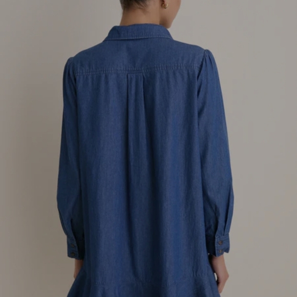 Tuckernuck Chambray Blue Shirt Dress with Ruffle Hem - Picture 10 of 12